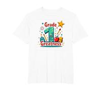 Grade 1 Greatness: First Year School Celebration T-Shirt, Men's Big and Tall, White, 5X Tall