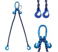 Grade 100 2-Leg Chain Sling 10MM With Clevis Sling Hook Lifting WLL 5.6 T + Shorteners Sling Hook Grade 10 Spec (1 Metre EWL)