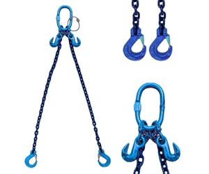 Grade 100 2-Leg Chain Sling 8MM With Clevis Sling Hook Lifting WLL 3.55 T + Shorteners Sling Hook Grade 10 Spec (4 Metre EWL)