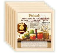 Grade 100+ PACKARDI Cheesecloth Pack of 6 Muslin Cloths for Cooking 50x50 cm, Reusable and Washable Cheese Cloths for Straining, 100% Unbleached Pure Cotton Cloth Ultra-Fine Cheese Cloth for Baking