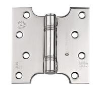 Grade 13 Parliament Hinge, Heavy-Duty Steel, Wide Throw Design, for Fire Doors and Large Internal or External Doors (Bright Stainless Steel, 102mm x 50mm x 102mm x 3mm)