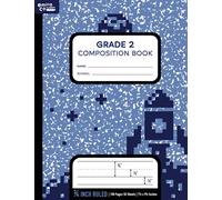 Grade 2 Primary Composition Book, Wide Ruled Writing Paper, 3/4 Inch Ruled Dotted Midline, Pixel Art, Blue Marble: Handwriting Practice Notebook for ... Skip Line Ruling, Lined Workbook
