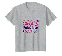 Grade 3 & Fabulous: Fun School Theme for Third Graders T-Shirt, Kids, Heather Grey, 8 Years