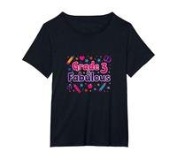 Grade 3 & Fabulous: Fun School Theme for Third Graders T-Shirt, Women's Plus, Black, 6X