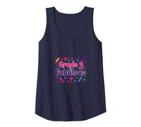 Grade 3 & Fabulous: Fun School Theme for Third Graders Tank Top, Women, Navy, M