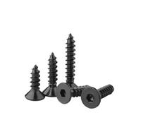 Grade 8.8 Nickel Plated Black Carbon Steel Hexagon Flat Countersunk Head Tapping Screw M3~M6(Black,25MM_M3.5-30PCS)