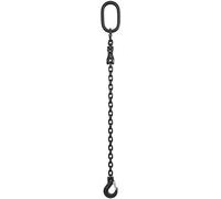 Grade 80 1.5 tonne Black 7mm Single Leg Lifting & Rigging Chain Sling With Safety Hooks (1mtr)
