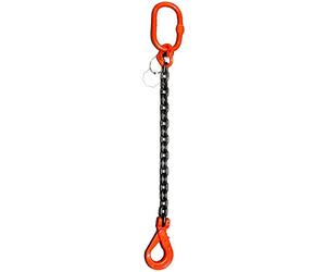 Grade 80 3.15 tonne Lifting Chain Sling 1 Leg 10mm, Safety Hook 1mtr - 6mtr Available (1mtr)