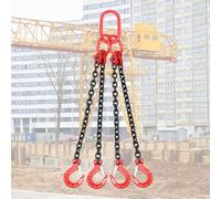 Grade 80 Alloy Steel Engine Lift Chain with 4 Hooks, 1/4" Rigging Chain for Cargo Security & Towing, 3 Ton Load Capacity, 4m (13.1 FT) Butterfly Style Buckle