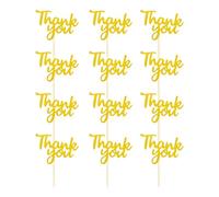Grade Branch Ornoing - Thanksgiving Tart Decoration | 12 Pieces Gold Ornaments with Glitter for Cupcakes | Thank You Articles to Give to Teachers