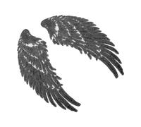 GRADENEVE 1 Pair Black Angel Wings Sequin Applique Embroidered Polyester Fabric Patch for DIY Sewing Accessories, Sew-on and Iron-on Clothing Embellishment for Bags and Leather Crafts