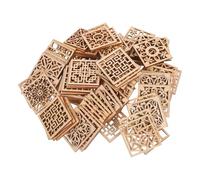 GRADENEVE 100pcs Wood Cutouts for Crafts Hollow Wood Squares Unfinished for Painting Engraving Khaki Color Enhancing The Aesthetic Appeal for Family Bonding Activities and Decorating