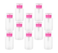 GRADENEVE 10Pcs 150Ml Pink Press Pump Bottles Nail Polish Remover Dispenser Refillable Liquid Press Dispenser Bottles for Manicure Cotton Pads and Travel Toiletries