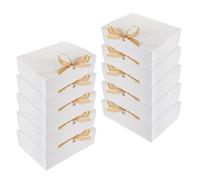 GRADENEVE 10pcs Folding Lid Packaging Boxes with Ribbon Multipurpose Small White Cardboard Boxes for Birthday and Christmas Jewelry Or Watch Packaging