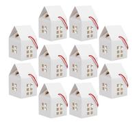 GRADENEVE 10pcs House Shaped Paper Boxes Multi-function Candy Wrapping Boxes White Paper for Holiday and Festival Decoration Handheld Present Bags