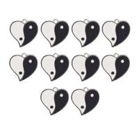 GRADENEVE 10Pcs White Alloy Yin Yang Bagua Heart-Shaped DIY Charms Pendants Keychain Jewelry Findings for Crafting and Accessories