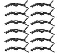 GRADENEVE 12pcs Hairdressing Clips for Professional Hair Styling, Black Plastic Alligator Duckbill Sectioning Clips with No Hair Dents and Tight Hold, Lightweight for Perm and Salon Use