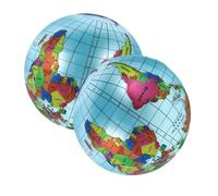 GRADENEVE 2 Pcs Inflatable Globe Balls World Map Design Educational Geography for Portable Sensory Learning Tool with Colorful Countries and Cities for Classroom and Home Use