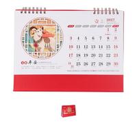 GRADENEVE 2027 Red Desk Calendar Year the Goat Lunar New Year Desktop Monthly Planner with Compact Design and Delicate Gold Carving for Office and Classroom Use