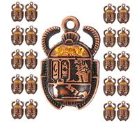 GRADENEVE 20Pcs Ancient Egyptian Scarab Charms 26X16Mm Orange Crystal Inlay Beetle Pendants for DIY Necklace Bracelet Jewelry Making