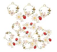 GRADENEVE 20pcs Ladybug Bee Flower Charms for Jewelry Making Durable DIY Accessories for Bracelets Necklaces Keychains Earrings for Craft Projects