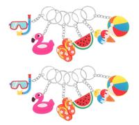 GRADENEVE 24pcs Hawaii Style Keychains Backpack Hanging Ornaments with Cartoon Pvc Pendants Including Diving Mask, Duck, Slippers, Ice Cream, Watermelon, and Beach Volleyball, Easy to Store,