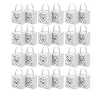 GRADENEVE 25pcs White Heart-shaped Favor Boxes with Handle for Valentines Day Hollow Candy Packaging for Wedding Birthday Presents Chocolates Cookies Easter Favors and Romantic Celebrations