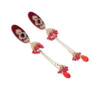 GRADENEVE 2pcs Ancient Chinese Hair Pins with Gold Tassels and Bells, Rhinestone Zinc Alloy Clips Featuring Enhanced Grip and Moderate Thickness, for Hanfu and Chinese New Year Tea Parties