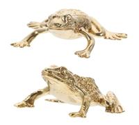 GRADENEVE 2pcs Brass Toad Figurines Wealth Figures Ornaments with Unique Delicate Design, Not Easy to Knock over Desktop Decoration for Home Or Office