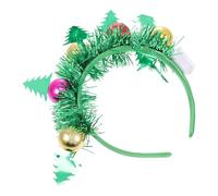 GRADENEVE 2pcs Creative Green Xmas Tree Shape Hair Headband with Sequin Balls for Party and Performances, Cloth Material Christmas Hair Decor Accessory