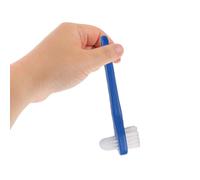 GRADENEVE 2Pcs Denture Toothbrush Double-Head Small Size Oral Cleaner with Soft Bristles for Adult Dental Care, Blue and Red, Suitable for Denture and Hard-to-Reach Areas Cleaning