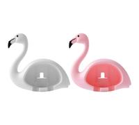 GRADENEVE 2pcs Flamingo Shape No Punch Wall Mounted Toothbrush Holder Organizer for Bathroom Electric Toothbrush Compatible Pink and White Creative
