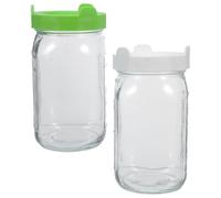GRADENEVE 2pcs Glass Sprouting Jar Kit with Drainage Sprouting Lids and Mesh for Growing Microgreens and Seed Germination Controlled Growth Surroundings