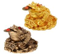 GRADENEVE 2pcs Golden Resin Toad Statues Desk Ornament with Lifelike Sculpture and Fine Workmanship, for Home Office Or Wedding Party Decoration
