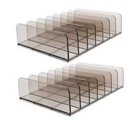 GRADENEVE 2Pcs Large Transparent Gray Cash Drawer Tray with Multiple Compartments and Five Bill Slots Currency Till Insert for Organizing Cash Checks and Cards Replacement for Registers