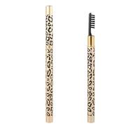GRADENEVE 2Pcs Leopard Print Dual-Ended Eyebrow Pencil and Brush Set, Dark Coffee Brow Pencil with Brush for Precise Eyebrow Makeup, Suitable for Natural and Defined Brows in Daily Use