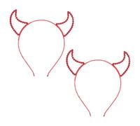 GRADENEVE 2pcs Red Rhinestone Devil Horn Headbands Halloween Costume Accessories Reusable Plastic and Metal Party Hairbands for Masquerade and Holiday Events