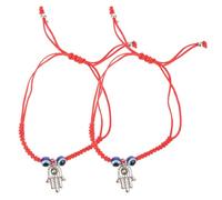 GRADENEVE 2pcs Red Rope Bracelet for Men Adjustable Evil Eye String Bracelet with Alloy Beads Lightweight for Valentine's Day and Work