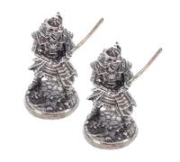 GRADENEVE 2pcs Samurai Figure Statue in Silver Cupronickel Material for Bonsai Decoration, Versatile Home Integration, Resisting Wear, for Japanese Garden and Living Area Display