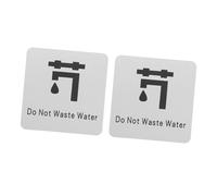 GRADENEVE 2pcs Self Adhesive Save Water Sign for Bathroom Sink Aluminum Water Conservation Notice Sticky Warning Label for Kitchen Sink Use