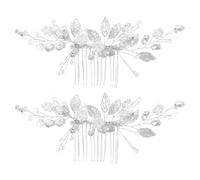 GRADENEVE 2pcs Silver Leaf Hair Comb Clips with Faux Pearls and Artificial Crystals for Wedding and Parties, Comfortable Wear, Versatile Styling Accessories for Women and Girls