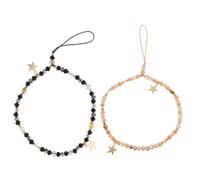 GRADENEVE 2pcs Stylish Five-star Phone Lanyard Wrist Strap with Secure Grip and Antislip Features, Beaded Mobile Phone Chain for Outdoor Adventures and Shopping, Fashionable Decorative