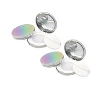 GRADENEVE 2pcs Ultra-thin Iridescent Portable Loose Powder Boxes with Elastic Mesh and Flip Cover, 5g Refillable Makeup Powder Cases with Puff for Travel and Daily Use
