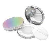 GRADENEVE 2pcs Ultra Thin Plastic Loose Powder Containers with Elastic Net Lid and Portable Flip Cover, 5g Capacity Makeup Powder Cases for Travelling and Office Use