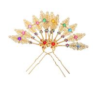 GRADENEVE 2pcs Vintage U Shaped Hairpins Metal Leaf Hair Sticks with Rhinestone Gold Flying Leaf Design Resistant to Fading and Daily Wear for Weddings and Chinese New Year Accessories