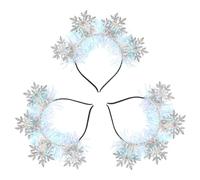 GRADENEVE 3 Pcs Silver Glitter Headbands for Women, Eye-catching Felt Fabric Snowflakes Hair Accessories, Easy to Wear Christmas Party Photo Prop