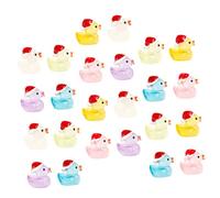 GRADENEVE 30pcs Miniature Resin Ducks with Santa Hat Glow Dark Mini Ducks for Dollhouse Decorations Luminous Christmas Toys
