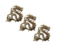 GRADENEVE 3pcs Brass Dragon Keychain Pendant Set, Vintage Chic Antique Style, Convenient for DIY Production, Golden Colour, Bag Embellishments Or Creative Keyring Accessories