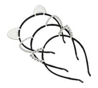 GRADENEVE 3pcs Cat Ear Headbands with Sparkling Rhinestones Stylish Cosplay Hair Accessories for Halloween Animal Theme Parties Role Play and Photography Props Secure Fit and Design