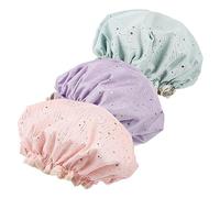 GRADENEVE 3pcs Double-layer Bathing Caps for Women Travel Shower Caps Hair Bonnets Green for Makeup Spa and Sleep